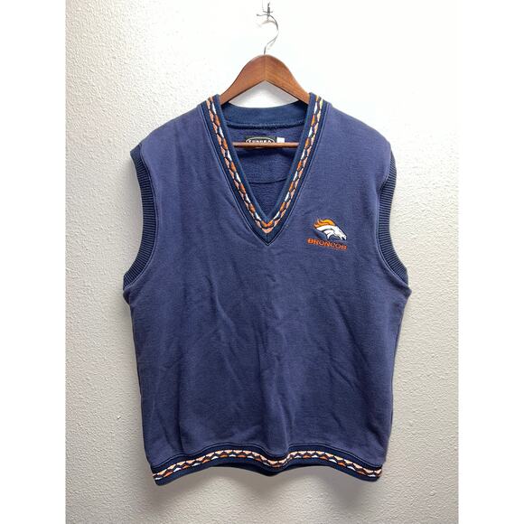 Vintage Tundra Denver Broncos Sweater Vest Outerwear Sleeveless NFL Football 90s - Picture 1 of 11